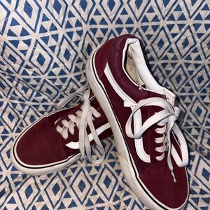 Burgundy and White vans